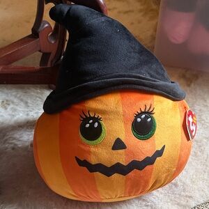 Ty Plush Pumpkin with Black Hat